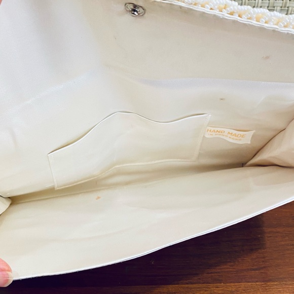 🌟HP🌟VTG 1950s Ivory Silk Bead & Sequin Envelope Clutch Evening Bag - Picture 5 of 13